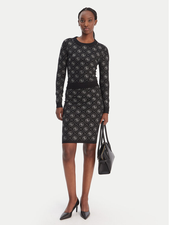 Guess Guess Midi sukňa W6RD0O Z3JD2 Čierna Regular Fit