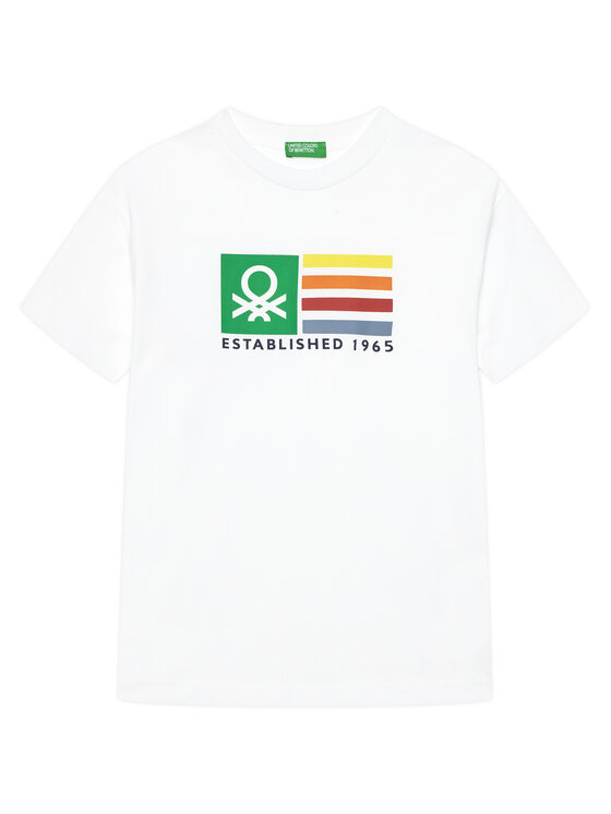 United Colors Of Benetton T-Shirt 3I1XC10N3 Biały Regular Fit