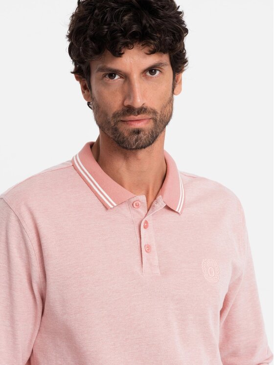 Ombre Ombre Longsleeve OM-POLS-0129 Różowy Regular Fit