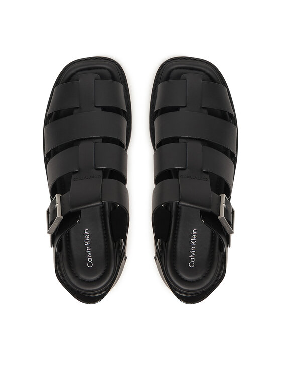 Calvin Klein Calvin Klein Sandały Sq Molded Sndl Fisher Lth HW0HW02870 Czarny
