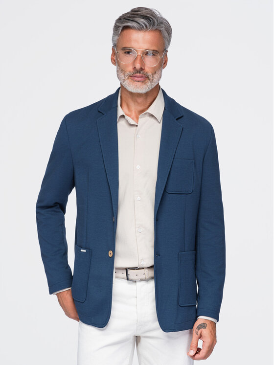 Ombre Ombre Marynarka M165 Niebieski Slim Fit