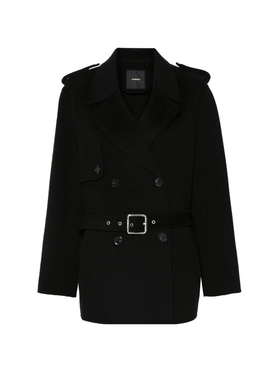 PINKO PINKO Trencz Cappotto donna torcia trench double Czarny Regular Fit