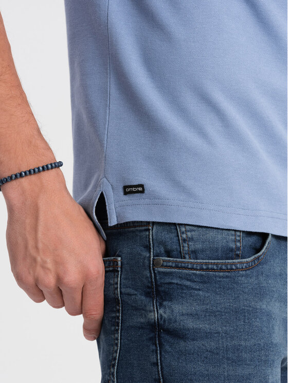 Ombre Ombre T-Shirt OM-TSCT-0156 Niebieski Regular Fit