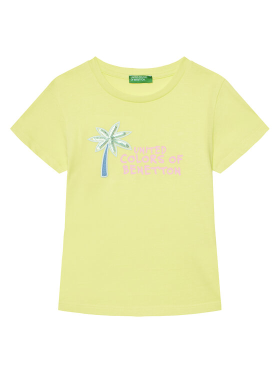 United Colors Of Benetton T-Shirt 3I1XG10JB Żółty Regular Fit