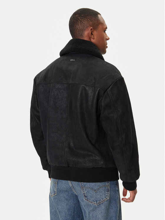BOSS BOSS Geacă de piele Jonier 50547567 Negru Relaxed Fit