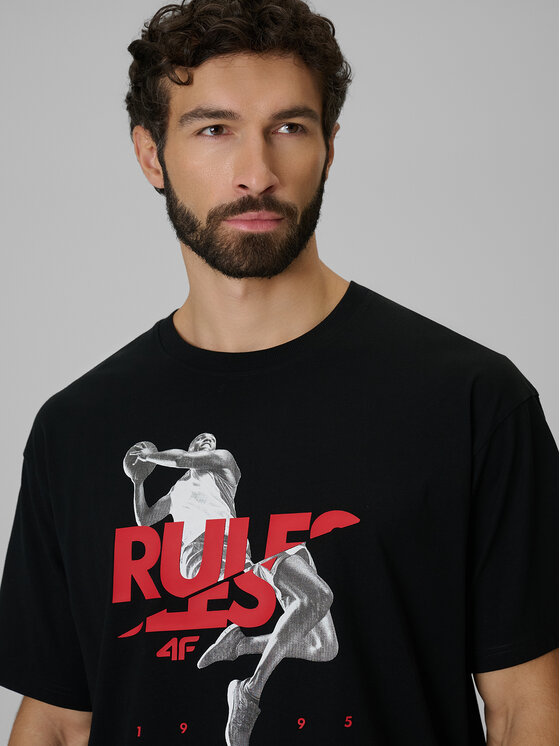 4F 4F T-Shirt ESSENTIALS Czarny Loose Fit
