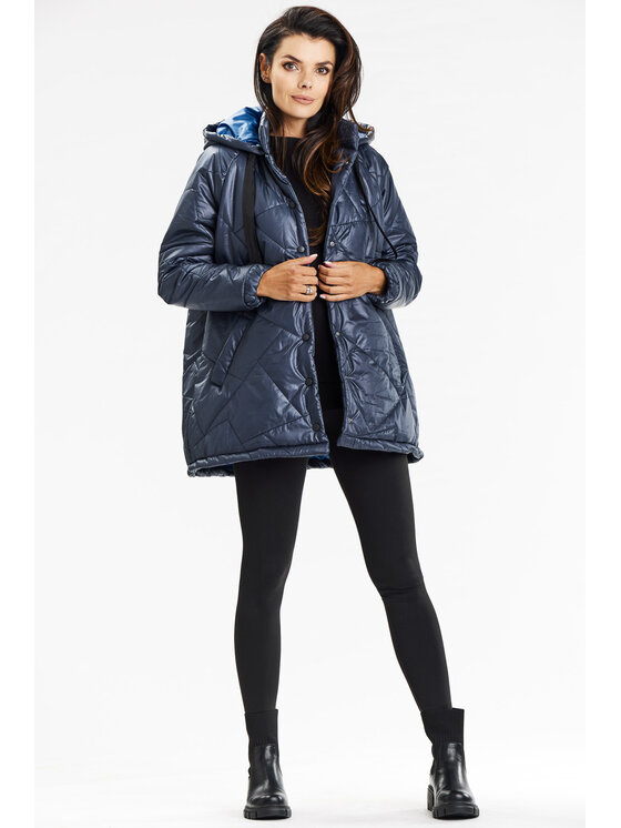 Awama Awama Kurtka damska A687 Granatowy Basic Fit