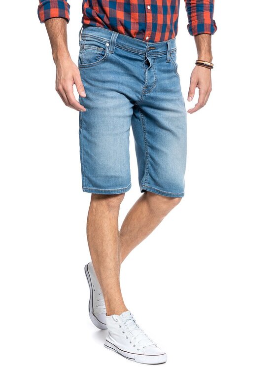 Mustang Mustang Szorty jeansowe CHICAGO SHORT Niebieski Slim Fit