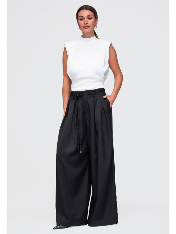 Ombre Ombre Spodnie materiałowe OW-PA-E0018 Czarny Relaxed Fit