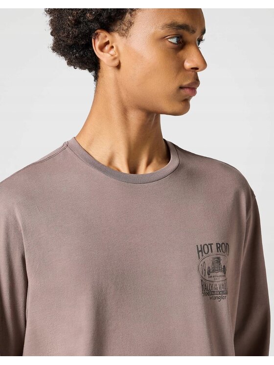 Wrangler Wrangler T-Shirt Longsleeve Graphic Tee Brązowy Relaxed Fit