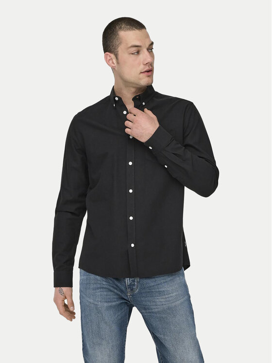 Only & Sons Krekls Alvaro 22006479 Melns Slim Fit