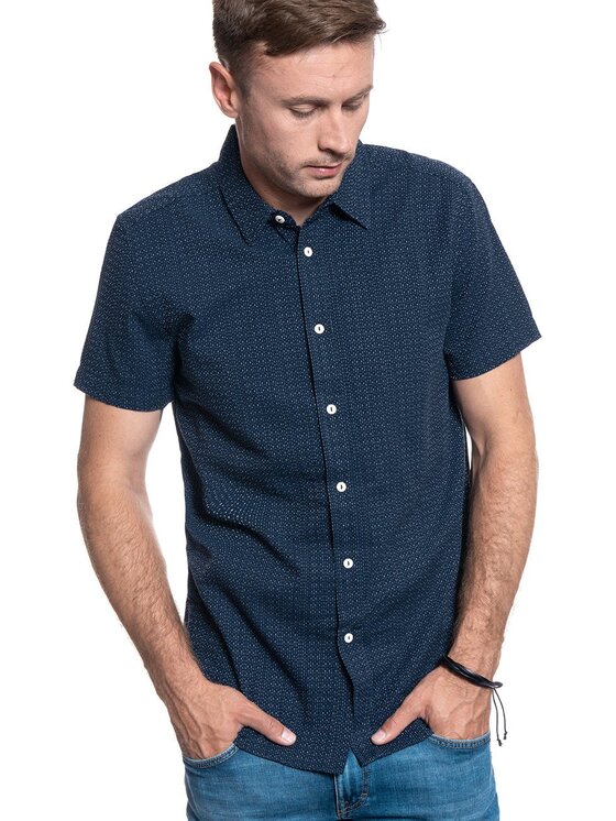 Mustang Mustang Camicia COLLIN DOBBY SHIRT Blu Regular Fit