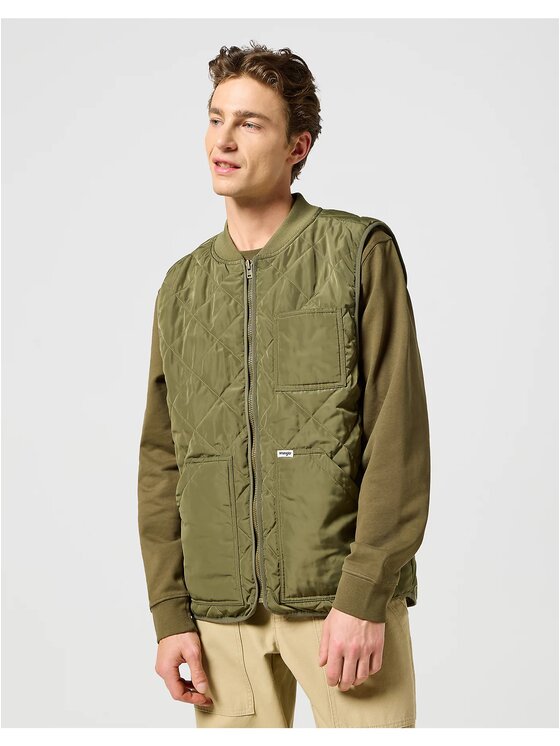 Wrangler Wrangler Kamizelka ELEVATED VEST Zielony Regular Fit
