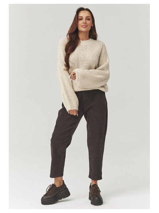 Makadamia Makadamia Jeansy C33 Brązowy Baggy Fit