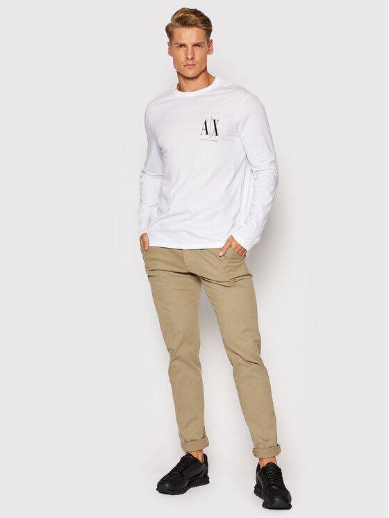 Armani Exchange Armani Exchange Longsleeve 8NZTPL ZJH4Z 1100 Biały Regular Fit