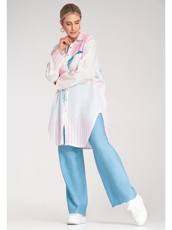 FIGL FIGL Vestito estivo M1121 Bianco Shirt Fit