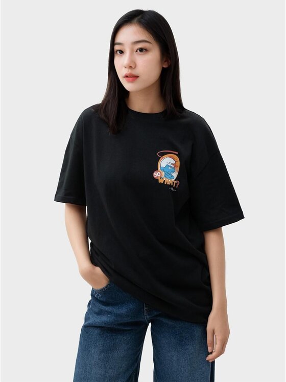 Smerfy Smerfy T-Shirt 118613 Czarny Oversize