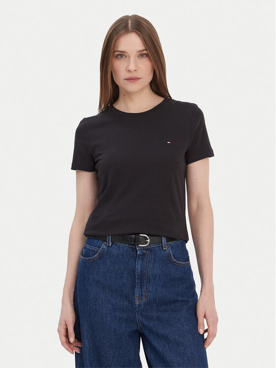 Tommy Hilfiger Tommy Hilfiger T-Shirt Heritage Crew WW0WW22043 Czarny Regular Fit