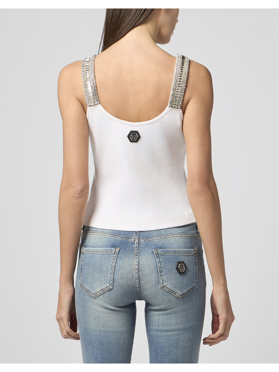 PHILIPP PLEIN PHILIPP PLEIN Tank top 30722 Bílá Skin Tight Fit