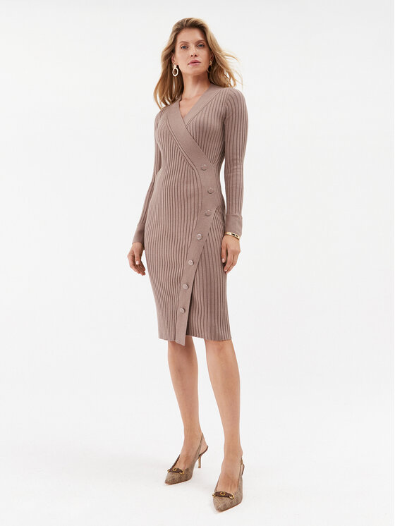 Guess Guess Kootud kleit W3BK39 Z2V42 Beež Bodycon Fit