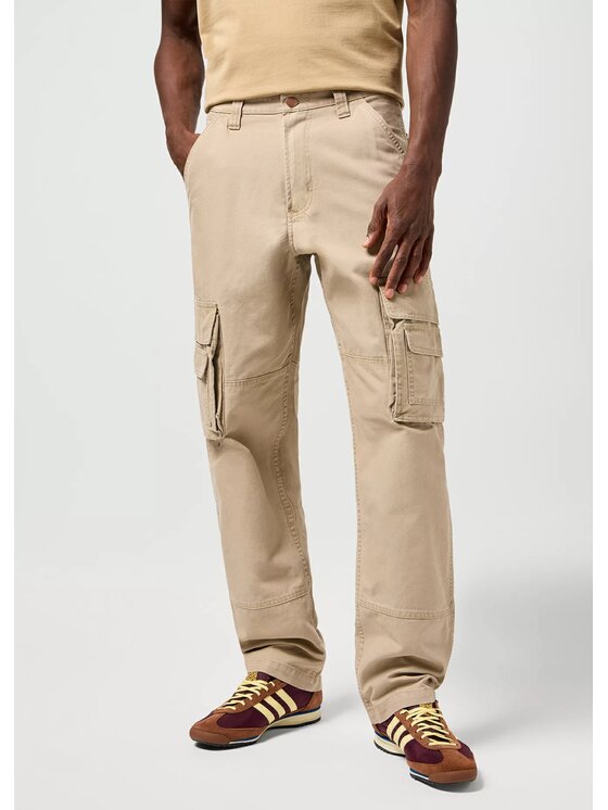 Wrangler Wrangler Spodnie materiałowe CJ REL CARGO PANT Beżowy Regular Fit