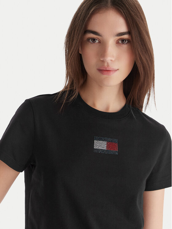 Tommy Jeans Tommy Jeans Tricou Party Flag DW0DW21965 Negru Regular Fit