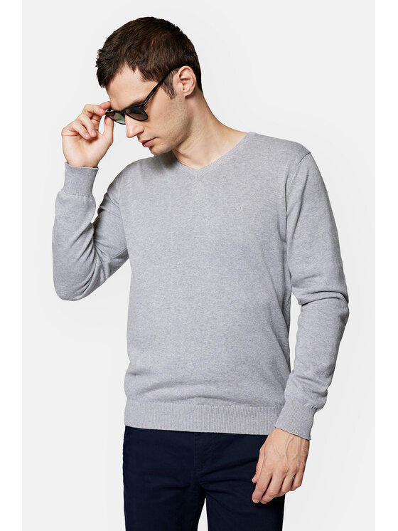 Lancerto Lancerto Sweter Anthony SW073223000056 Szary Regular Fit
