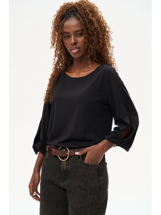 blue shadow blue shadow Bluzka Laqi Czarny Regular Fit