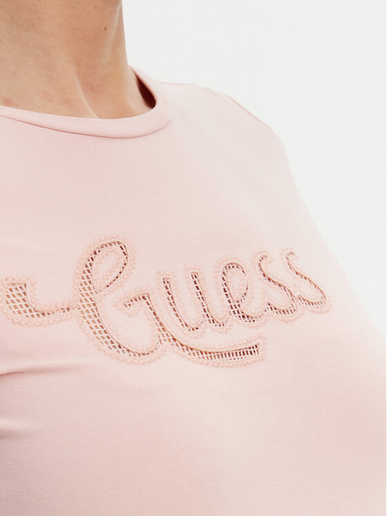 Guess Guess Marškinėliai W5GI47 KA0Q1 Rožinė Slim Fit