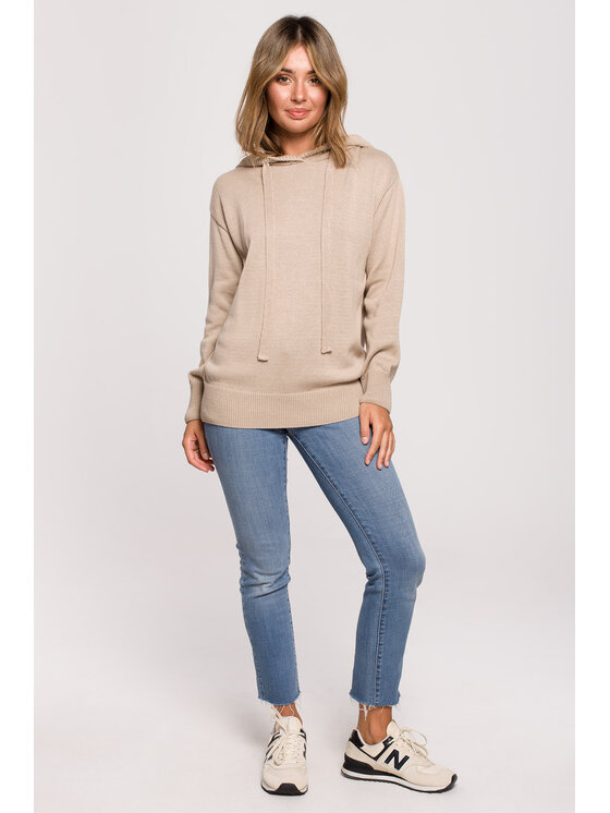 BeWear BeWear Sweter BK073 Beżowy Modern Fit