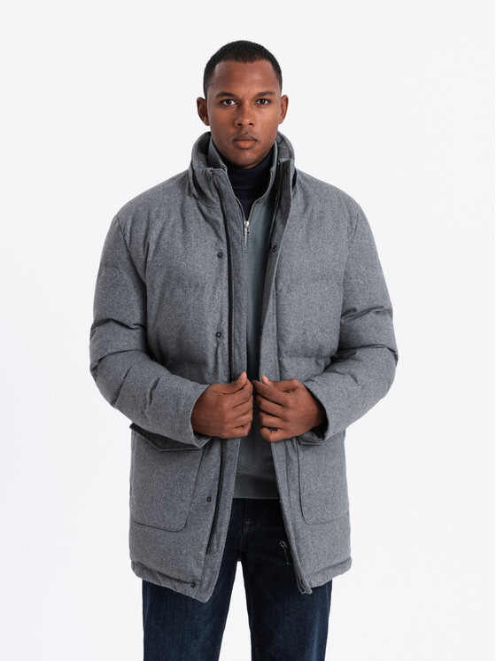 Ombre Ombre Parka OM-JALJ-0217 Szary Regular Fit