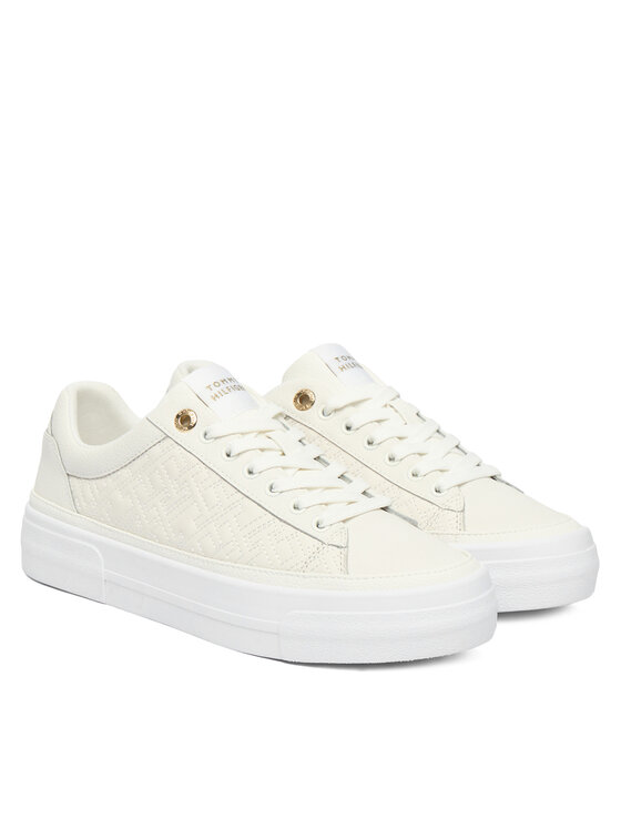 Tommy Hilfiger Tommy Hilfiger Sneakersy Th Platform Sneaker Quilted FW0FW09265 Écru