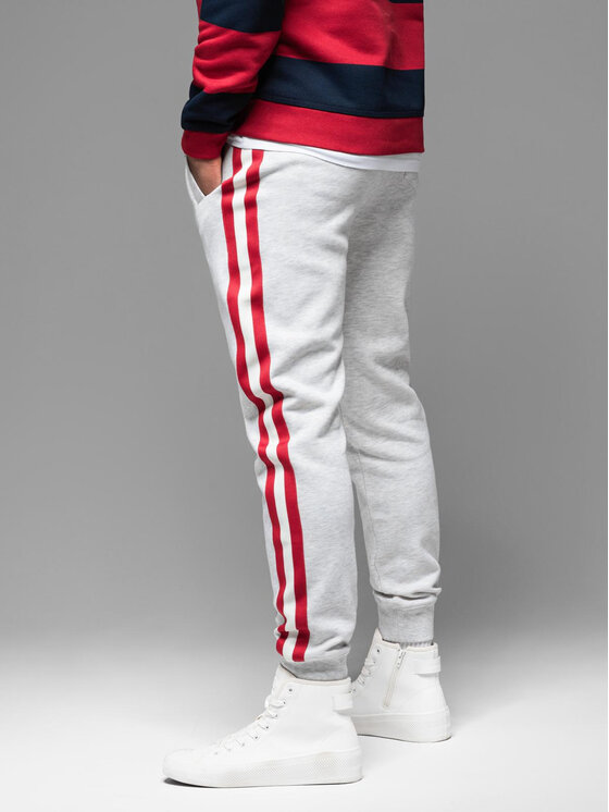 Ombre Ombre Spodnie dresowe OM-PASK-0258 Szary Regular Fit
