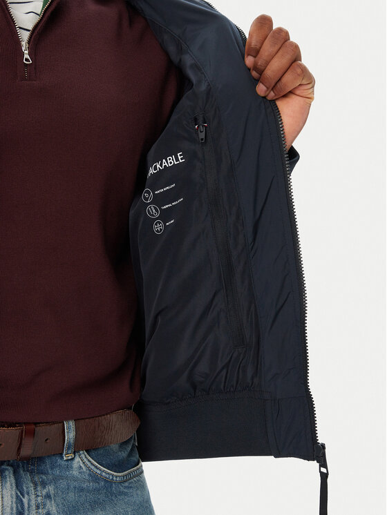 Tommy Hilfiger Tommy Hilfiger Kurtka bomber Harrington MW0MW44766 Granatowy Regular Fit