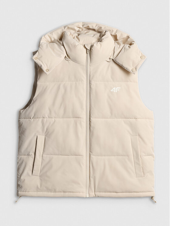 4F 4F Bezrękawnik ESSENTIAL 3 Beżowy Loose Fit