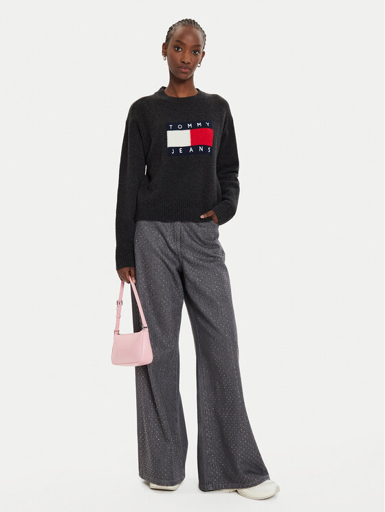 Tommy Jeans Tommy Jeans Svetr Flag DW0DW18681 Černá Relaxed Fit