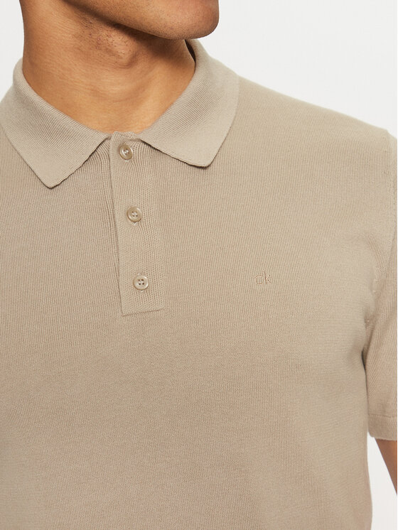 Calvin Klein Calvin Klein Тениска с яка и копчета K10K114476 Бежов Regular Fit