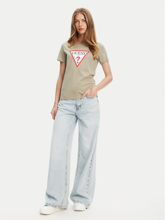 Guess Guess Tričko W1YI1B I3Z14 Zelená Regular Fit