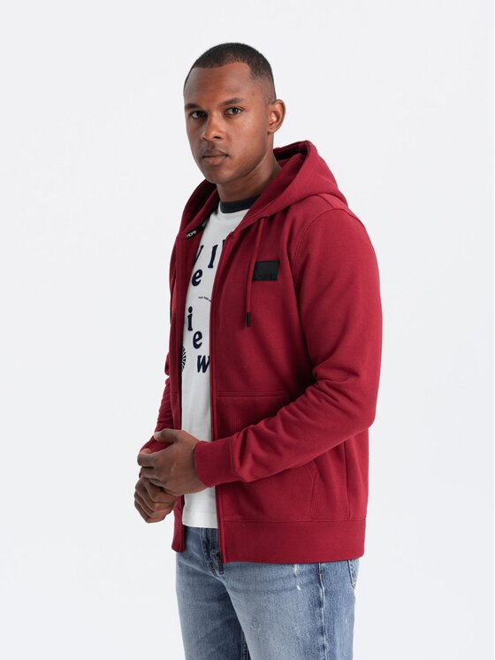 Ombre Ombre Mikina OM-SSZP-0140 Červená Regular Fit