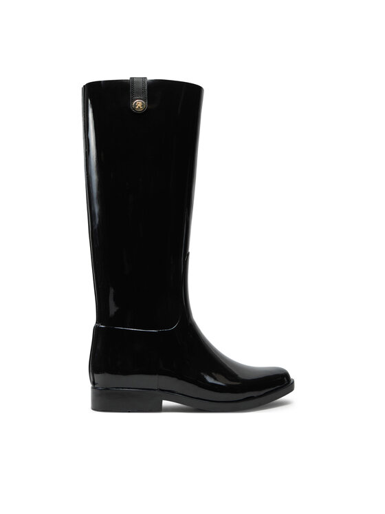 Tommy Hilfiger Gumijasti škornji Th Stud Rubber Long Rainboot FW0FW08185 Črna