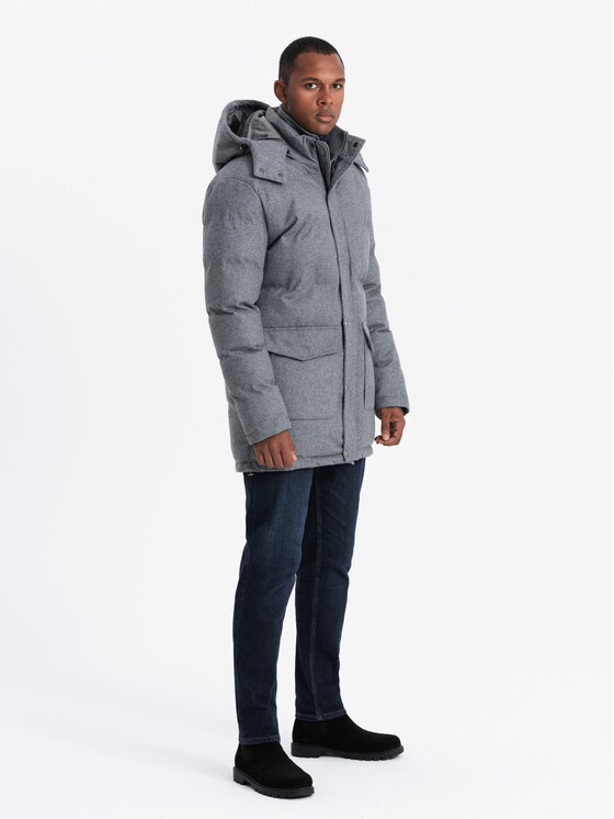 Ombre Ombre Parka OM-JALJ-0217 Szary Regular Fit