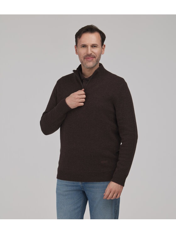 Lee Cooper Lee Cooper Sweter STETSON Brązowy ciemny Regular Fit