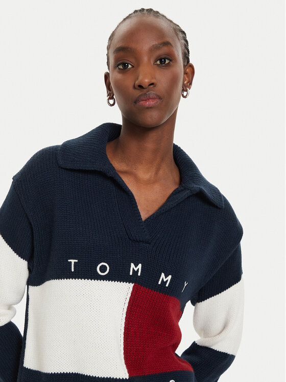 Tommy Jeans Tommy Jeans Pullover Flag Rugby DW0DW18677 Dunkelblau Relaxed Fit