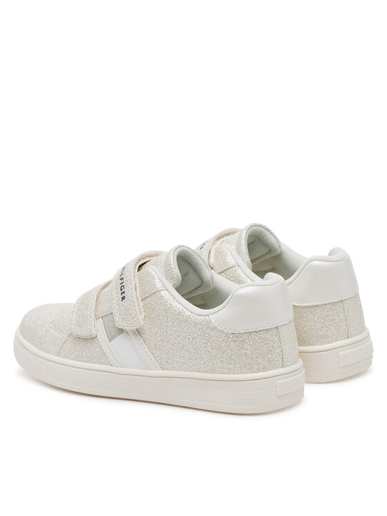 Tommy Hilfiger Tommy Hilfiger Снікерcи Flag Low Cut Velcro Sneaker T1A9-33726-0375 S Écru