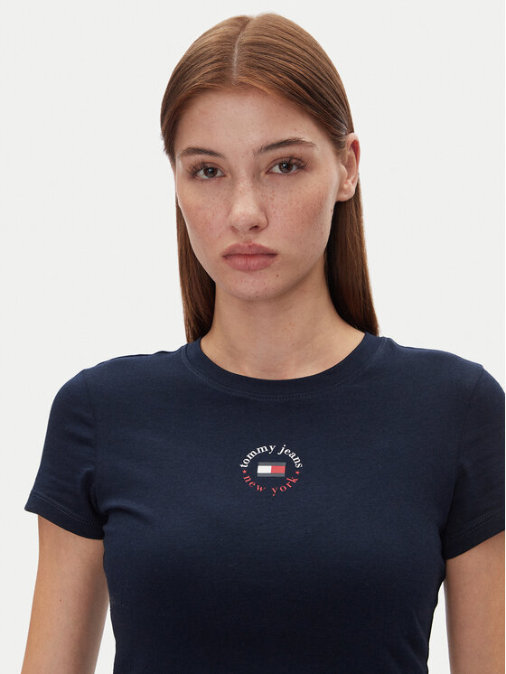 Tommy Jeans Tommy Jeans Tričko Tjw Slim Essential Logo 2 Tee DW0DW20316 Tmavomodrá Regular Fit