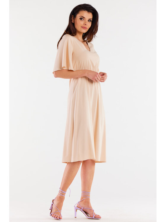 Awama Awama Sukienka letnia A518 Beżowy Basic Fit