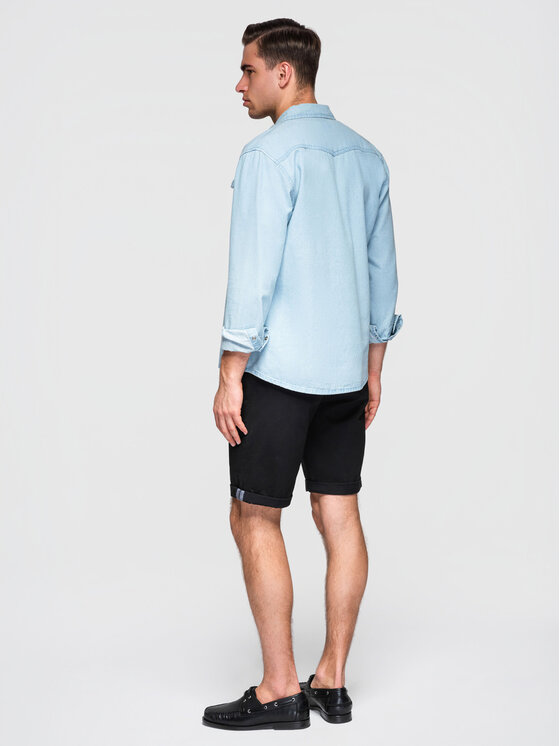 Ombre Ombre Szorty materiałowe W532 Czarny Regular Fit