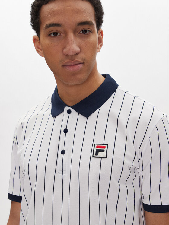 Fila Fila Тениска с яка и копчета Linter FAM0923 Бял Regular Fit
