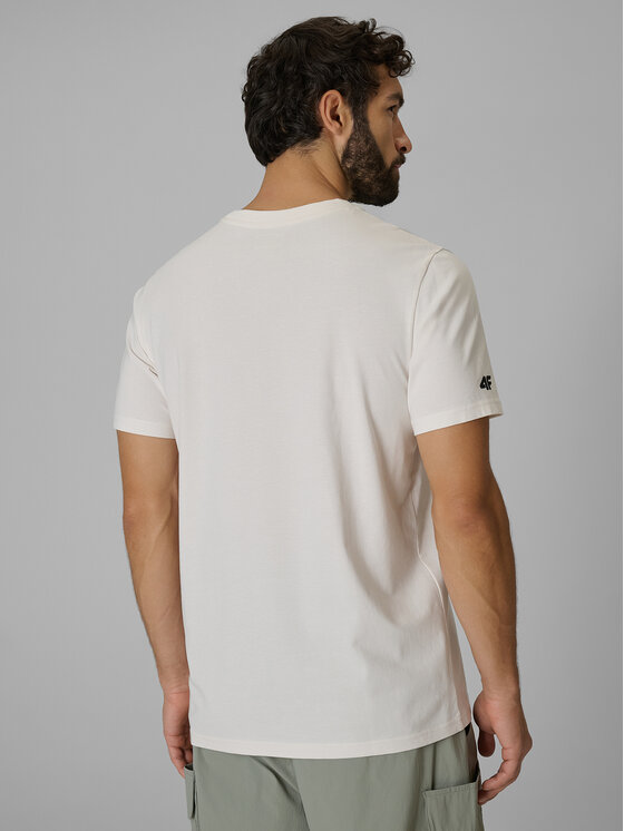 4F 4F T-Shirt ESSENTIALS Kremowy Regular Fit