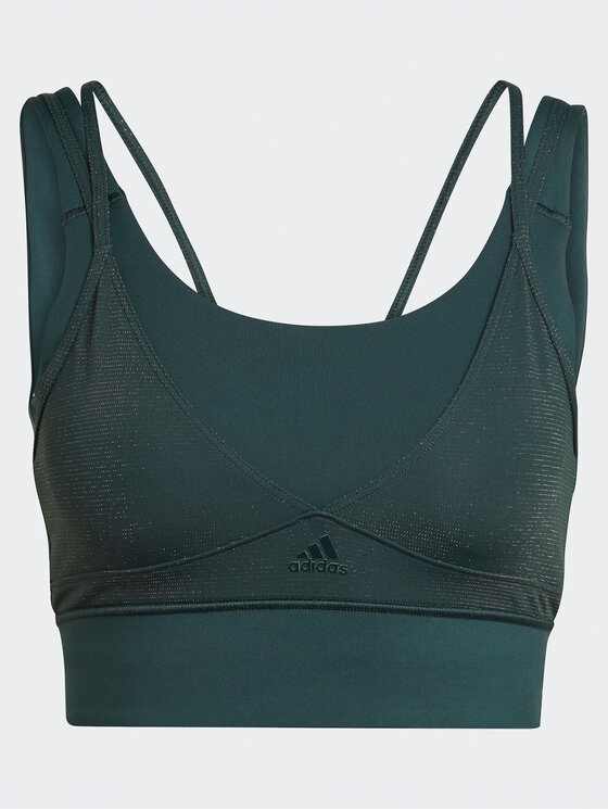 adidas adidas Спортивний бюстгальтер Powerimpact Training Medium-Support Shiny Bra HM7886 Зелений